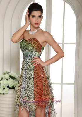 High-low Leopard Chiffon Homecoming Dress Sweetheart