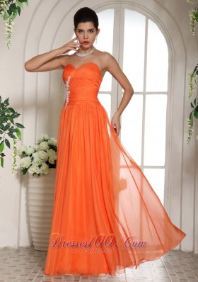 Orange Red Sweetheart Appliques Chiffon Celebrity Dress