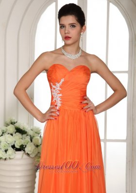 Orange Red Sweetheart Appliques Chiffon Celebrity Dress