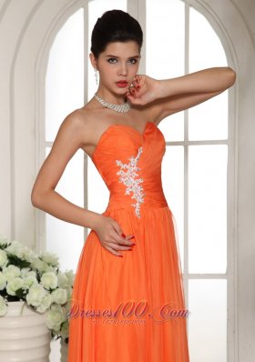 Orange Red Sweetheart Appliques Chiffon Celebrity Dress