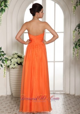 Orange Red Sweetheart Appliques Chiffon Celebrity Dress