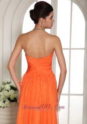 Orange Red Sweetheart Appliques Chiffon Celebrity Dress