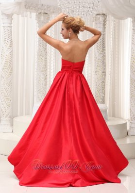 Red High-low Evening Dress Taffeta Sweetheart