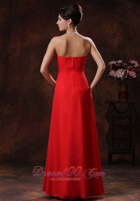 Chiffon Beaded Strapless Red Prom Dress 2013