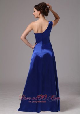 Royal Blue Beaded One Shoulder Evening Dress Ruched