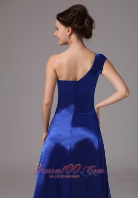 Royal Blue Beaded One Shoulder Evening Dress Ruched