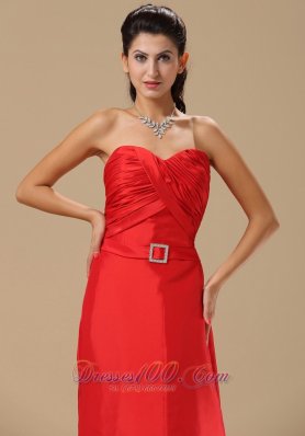 Satin Ruched Evening Dress with Beads Brush Sash