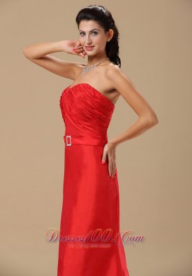 Satin Ruched Evening Dress with Beads Brush Sash