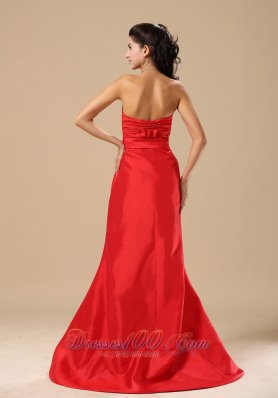 Satin Ruched Evening Dress with Beads Brush Sash