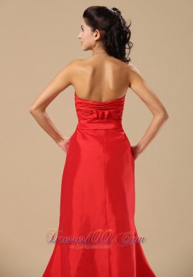 Satin Ruched Evening Dress with Beads Brush Sash