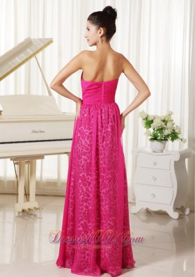 Hot Pink Leopard Chiffon Prom Dress Beaded Sweetheart