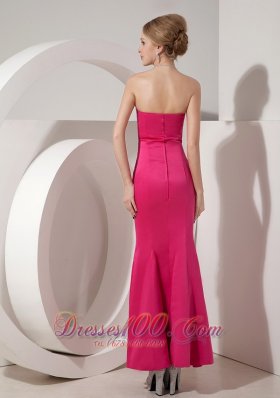 Applique Mermaid Hot Pink Ankle-length Cocktail Dress