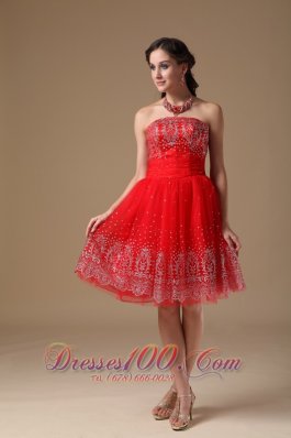 Embroidery Knee-length Prom Dress Short Red Designers