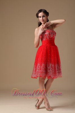 Embroidery Knee-length Prom Dress Short Red Designers