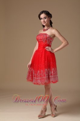 Embroidery Knee-length Prom Dress Short Red Designers