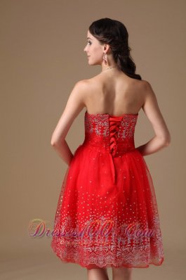 Embroidery Knee-length Prom Dress Short Red Designers