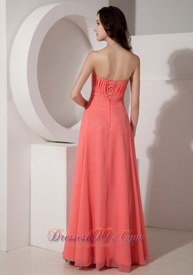 Watermelon Empire Chiffon Beading Prom Dress Strapless