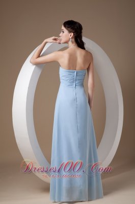 Light Blue Beading Ruch Chiffon Bridesmaid Dress