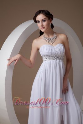 White Front Slit Chiffon Sweetheart Prom Dress