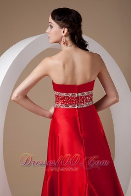 Beading High-low Strapless Prom Dress Red A-line