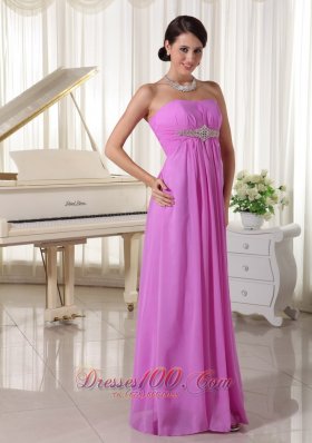 Lavender Chiffon Beaded Empire Prom Dress Lace-up