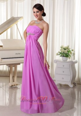 Lavender Chiffon Beaded Empire Prom Dress Lace-up