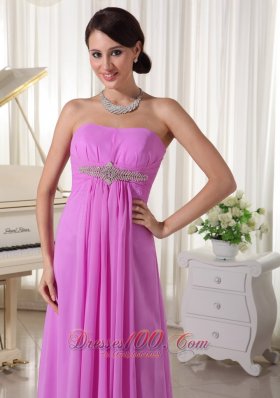 Lavender Chiffon Beaded Empire Prom Dress Lace-up