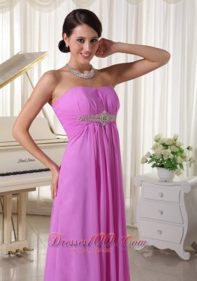 Lavender Chiffon Beaded Empire Prom Dress Lace-up