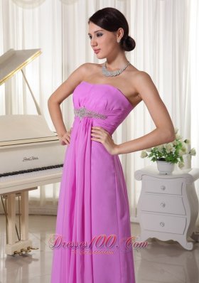 Lavender Chiffon Beaded Empire Prom Dress Lace-up