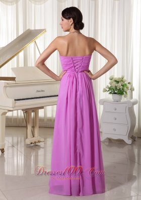 Lavender Chiffon Beaded Empire Prom Dress Lace-up