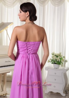 Lavender Chiffon Beaded Empire Prom Dress Lace-up