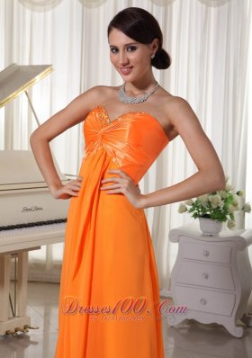 Sweetheart Orange Prom Evening Dress with Beading Trends