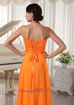 Sweetheart Orange Prom Evening Dress with Beading Trends