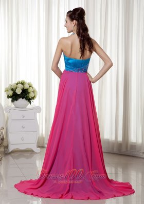 Two-toned High Slit Bowknot Prom Evening Dress Sweetheart