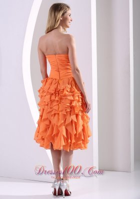 Ruffled Sweetheart Orange Homecoming Dress High-low