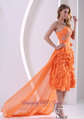 Ruffled Sweetheart Orange Homecoming Dress High-low