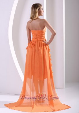 Ruffled Sweetheart Orange Homecoming Dress High-low