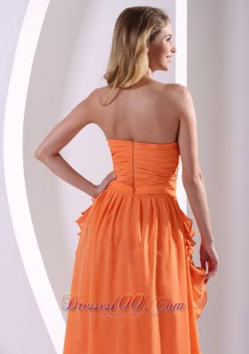 Ruffled Sweetheart Orange Homecoming Dress High-low