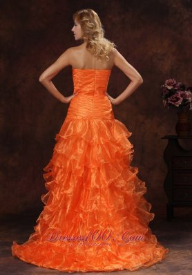 Crisscross High-low Organza Orange Red Layered Holiday Dress