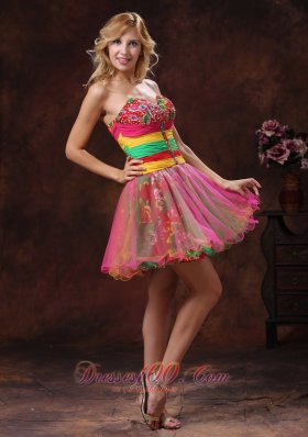 Colorful Mini-length Sweetheart Beaded Cocktail Dress