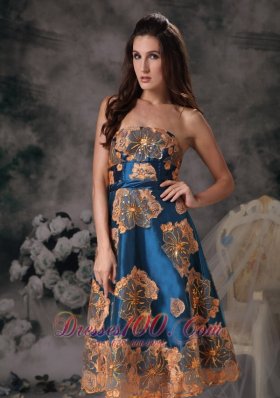 Colorful Appliques Knee-length Mother Of Bride Dress