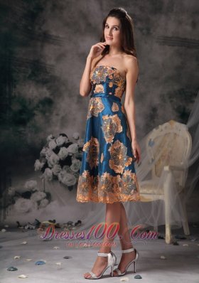 Colorful Appliques Knee-length Mother Of Bride Dress