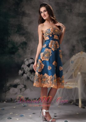 Colorful Appliques Knee-length Mother Of Bride Dress