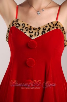 Mini-length Leopard Red Prom Dress with Straps