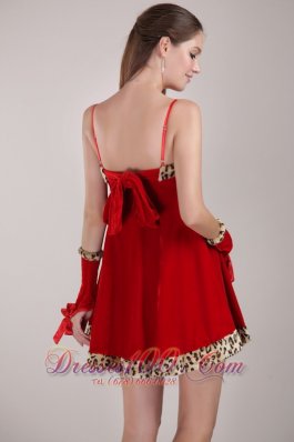 Mini-length Leopard Red Prom Dress with Straps