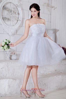 Appliques White Mini-length Organza Prom Dress