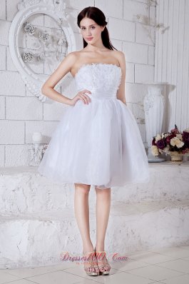 Appliques White Mini-length Organza Prom Dress