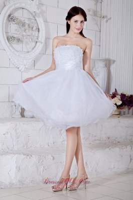 Appliques White Mini-length Organza Prom Dress