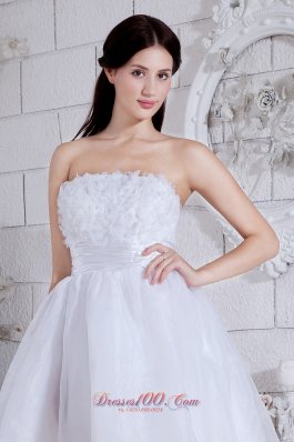 Appliques White Mini-length Organza Prom Dress