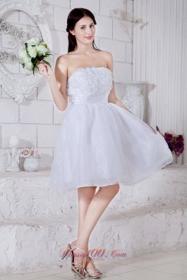 Appliques White Mini-length Organza Prom Dress